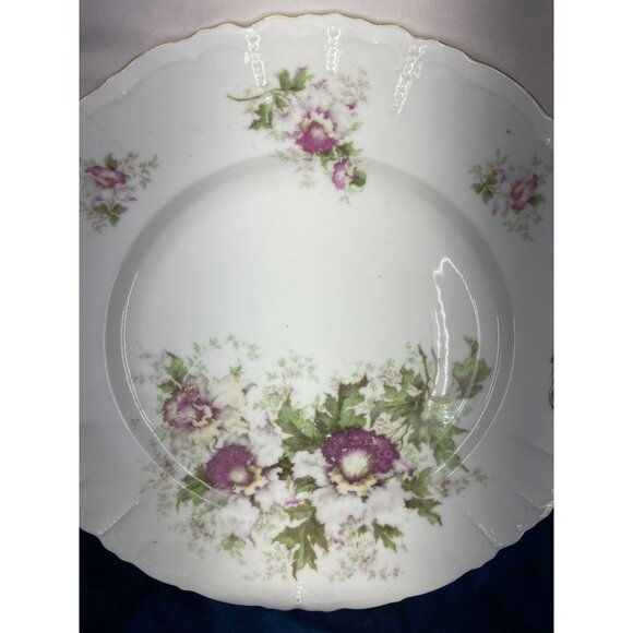 Vintage PURPLE FlOWER‎ Platter/Serving Dish Handles and Gold Trim Dish - Picture 4 of 6